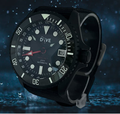 GMT DIVERS WATCH - HADAL NOIR ON NATO OR RAF STRAP